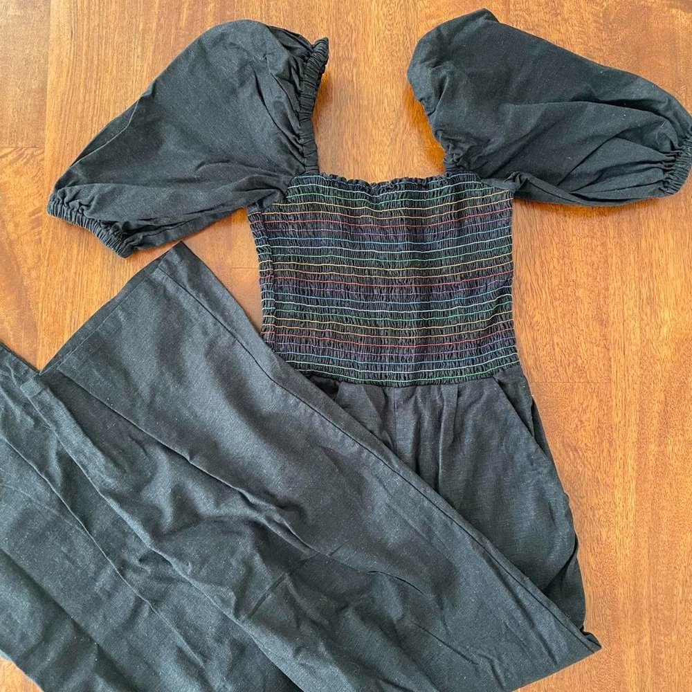 Something Navy Mattie Smocked Jumpsuit